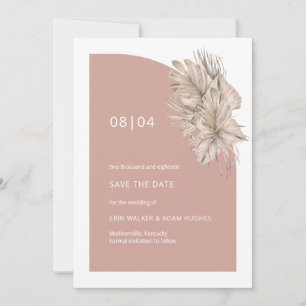 Boho Rosa Blommigt Monogram halv Arch Bröllop Spara Datumet