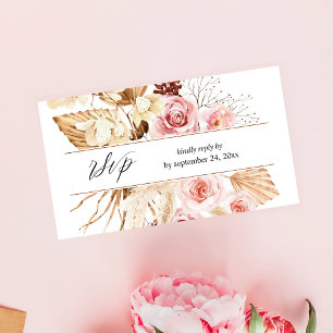 Boho Rosa Blommigt & Pampas Grass 2SM Måltider OSA Tilläggskort