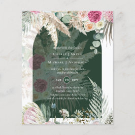 BOHO Rosa Blommigt Pampas Grass Bröllop Flygblad