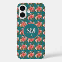 Boho Rosa Blommigt Personalize Monogram