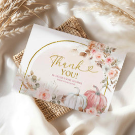 Boho Rosa Blommigt Pumpkin - tackkort Tilläggskort