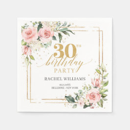 Boho  rosa blommigt ro greenery 30:e dagen pappersservett