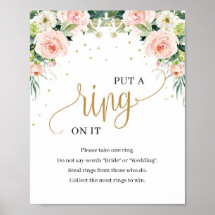 Boho rosa blommigt satte ring på spelmärket poster