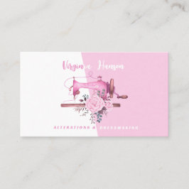 Boho Rosa Blommigt Seamstress Sewing Maskin Tailor Visitkort