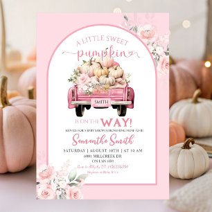 Boho Rosa Blommigt Sweet Pumpkin Lastbil Baby Show Inbjudningar