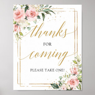 Boho rosa blommigt tack för att du kom med poster