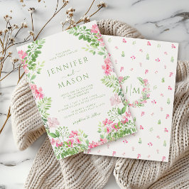 Boho Rosa Blommigt Wandan Garden Wedding bjudande Inbjudningar