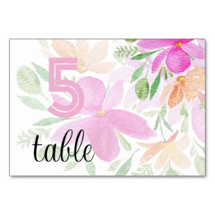 Boho Rosa Blommigt Watercolor Modern Bordsnummer