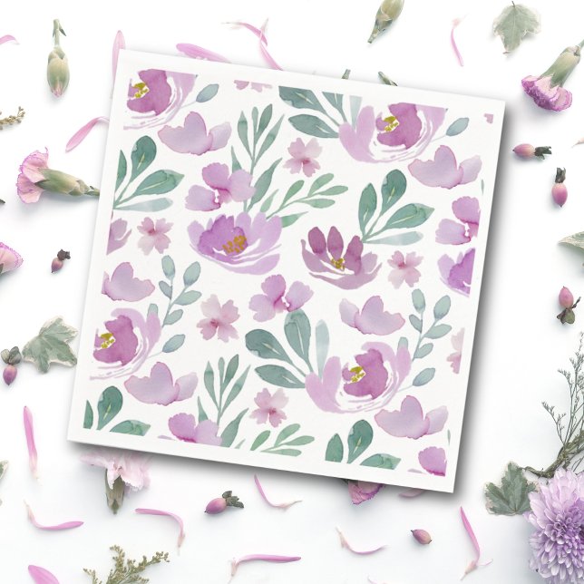 Boho  Rosa Blommönster Bröllop Pappersservett (Skapare uppladdad)