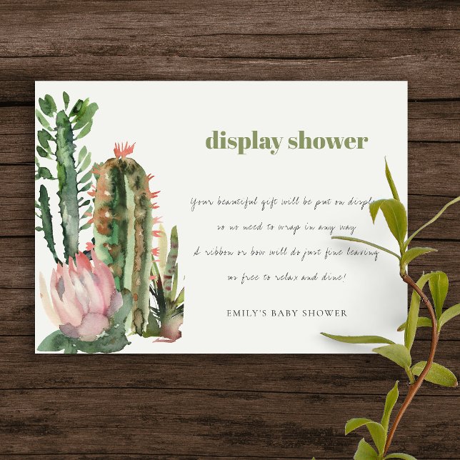 BOHO ROSA BLOMMOR ÖKEN KAKTUSAR UPPVISNING BABYFÖD TILLÄGGSKORT (Skapare uppladdad)