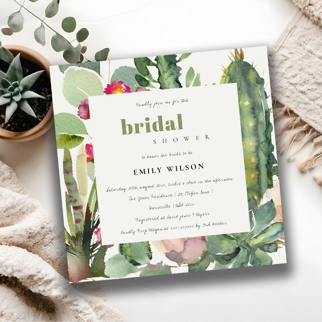 BOHO ROSA BLOMSTER KAKTUS LÖVBRUDSBRUNCH INBJUDNINGAR (Skapare uppladdad)