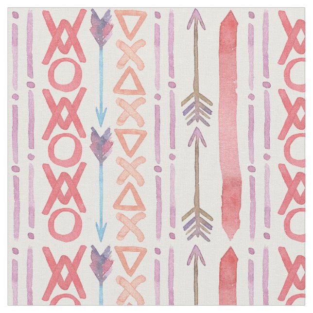 Boho Rosa Bold Watercolor Tyg (Närbild)