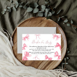 Boho Rosa Bow bok för baby-visitkort Tilläggskort
