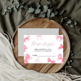 Boho Rosa Bow Daiper Raffle for baby Shower Card Inbjudningar