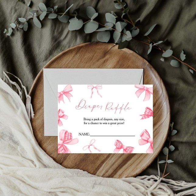 Boho Rosa Bow Daiper Raffle for baby Shower Card Inbjudningar (Skapare uppladdad)