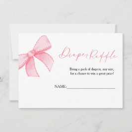 Boho Rosa Bow Daiper Raffle for baby Shower Card Inbjudningar