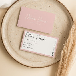Boho Rosa Branding Modern Calligraphy Trendig Girl Visitkort