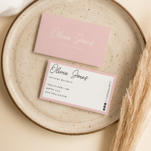 Boho Rosa Branding Modern Calligraphy Trendig Girl Visitkort