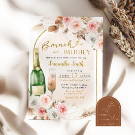 Boho Rosa Brunch och Bubbly Bröllopsfest Inbjudningar