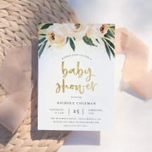 Boho Rosa & Brushed Guld Script Baby Shower