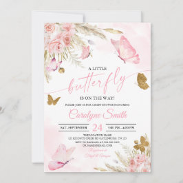 Boho Rosa Butterfly Baby Shower-inbjudan Inbjudningar