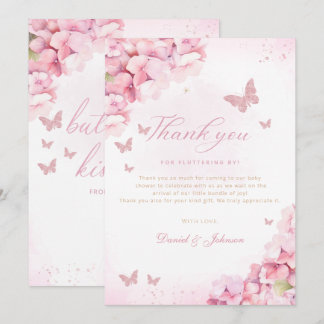 Boho Rosa Butterfly Kisses Blommigt Girl Baby Show Tack Kort