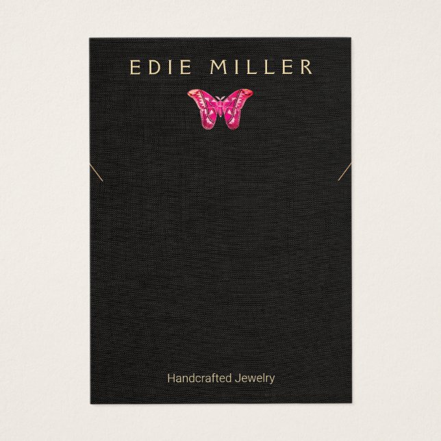 Boho Rosa Butterfly Necklace Bracelet Visning Card Visitkort (Framsidan)