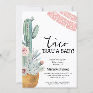 Boho Rosa Cactus Taco Bout A Baby Shower Inbjudningar