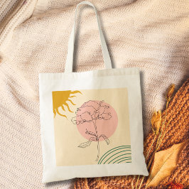 Boho Rosa Cirkel Ros Och Sol Tygkasse