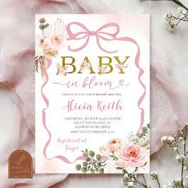 Boho Rosa Coquette Pampas Gräs Baby Shower Baby i Inbjudningar