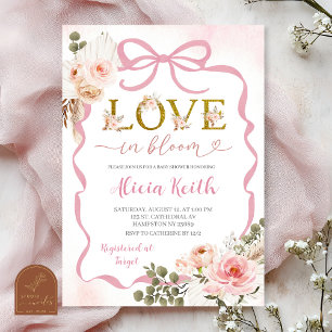 Boho Rosa Coquette Pampas Gräs Baby Shower Kärlek Inbjudningar