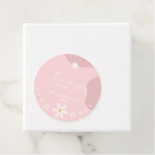 Boho Rosa Daisy Baby Shower Party Gåvor Etiketter