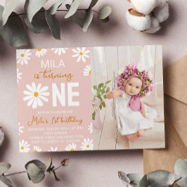 Boho Rosa Daisy Birthday-inbjudan Inbjudningar