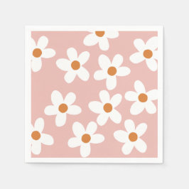 Boho Rosa Daisy Birthday Pappersservett