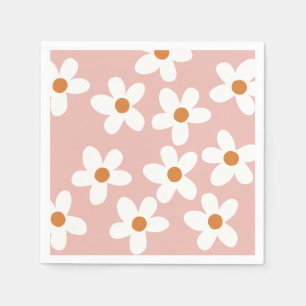 Boho Rosa Daisy Birthday Pappersservett