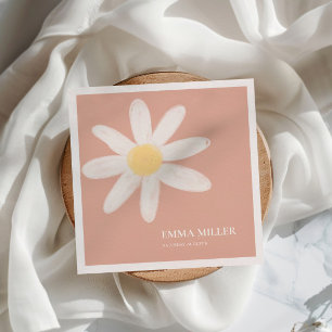 Boho Rosa Daisy Blommigt Napkins Pappersservett