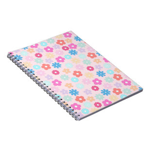 Boho Rosa Daisy Flowers Mönster Anteckningsbok