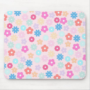Boho Rosa Daisy Flowers Mönster Musmatta