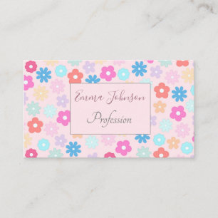 Boho Rosa Daisy Flowers Mönster Visitkort