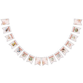 Boho Rosa Daisy Grattis på födelsedagen Photo Mile Vimplar