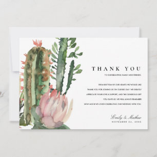 BOHO ROSA DESERT CACTUS BLOMMIGT WATERCOLOR BRÖLLO TACK KORT