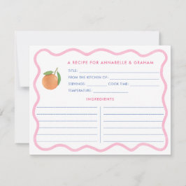 Boho Rosa Doodle Citrus Möhippa Recipe Card Inbjudningar