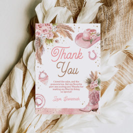 Boho Rosa First Rodeo 1:a födelsedagen Tack Kort