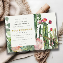 BOHO ROSA FLORA CACTI FAUNA WATERCOLOR VOW RENEWAL