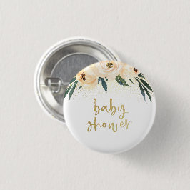 Boho Rosa Flowers & Guld Baby Shower Knapp