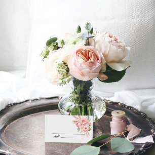 Boho Rosa Flowers Pampas Grass Bröllop Place Card Placeringskort