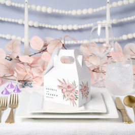 Boho Rosa Flowers Pampas Grass Bröllop Presentaskar
