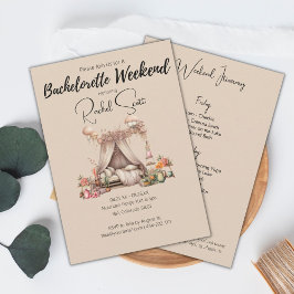 Boho Rosa Glamping Bachelorette Party Helg Inbjudningar