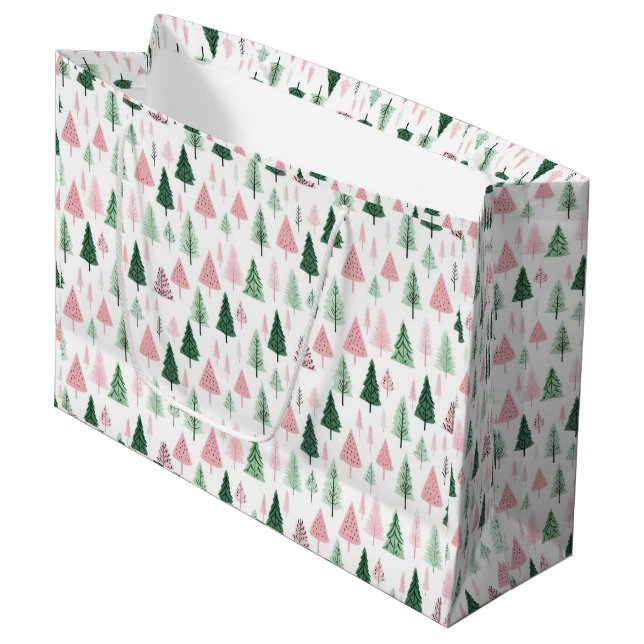 Boho Rosa Gröna Julträd Högtider  (Framsidan Vinklad)