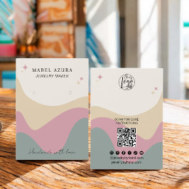 Boho rosa grönt Juelry maker Qr logotyp earring Visitkort